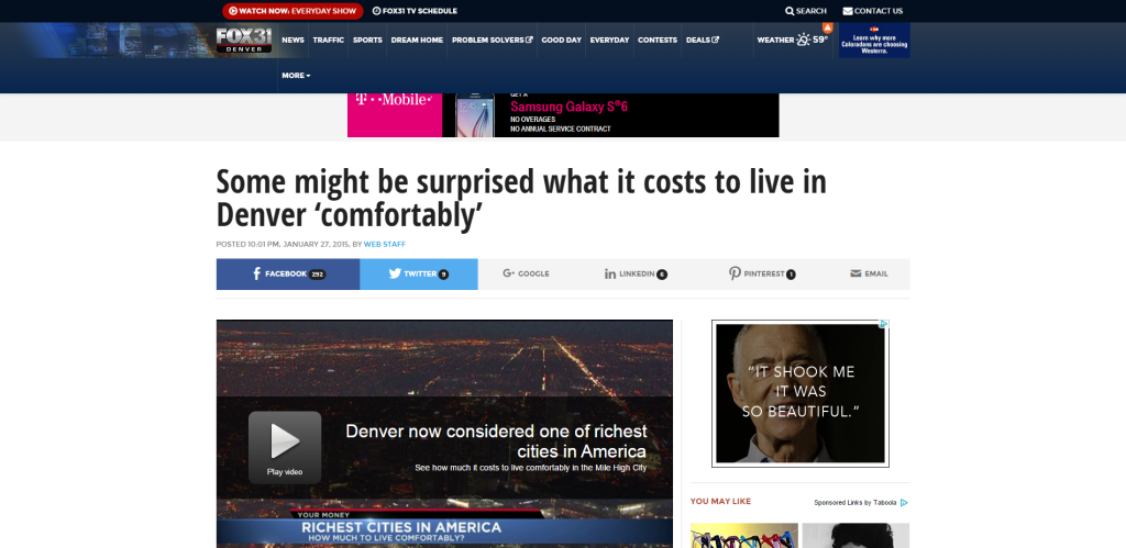costs to live in Denver ‘comfortably’