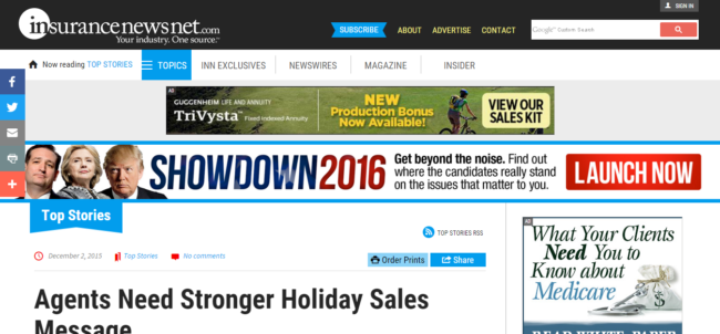 Agents Need Stronger Holiday Sales Message   InsuranceNewsNet