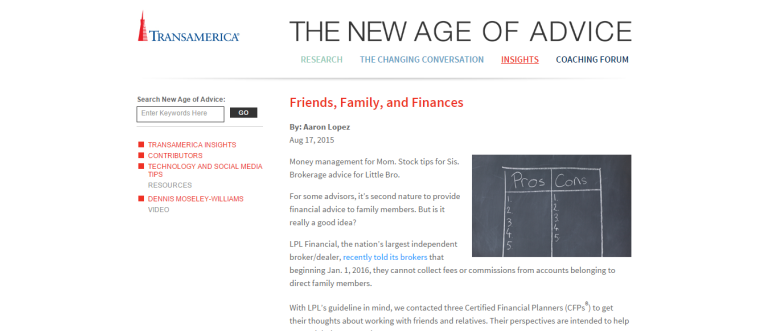 New Age of Advice Friends Family and Finances