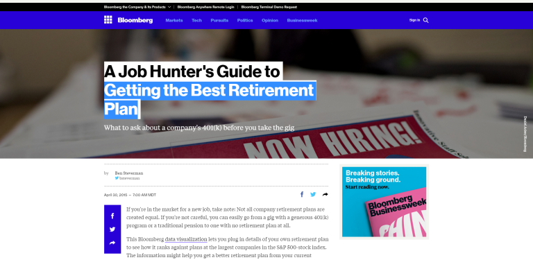 A Job Hunter s Guide To Getting The Best Retirement Plan Bloomberg Best Retirement Plan