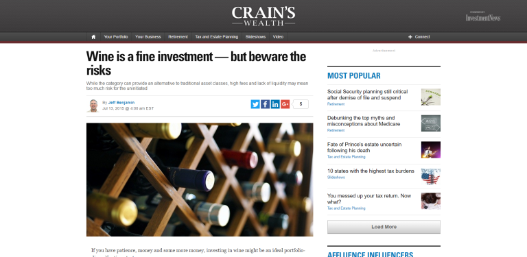 crains Wealth Wine Investments