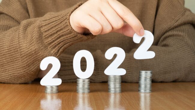 2022,New,Year,Saving,Money,And,Financial,Planning,Concept.,Female