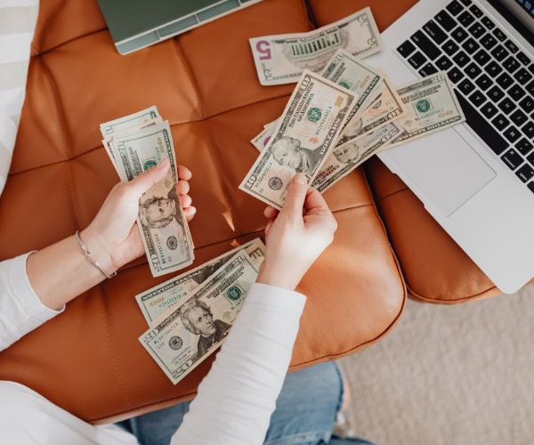 person counting money