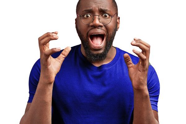 man panicking