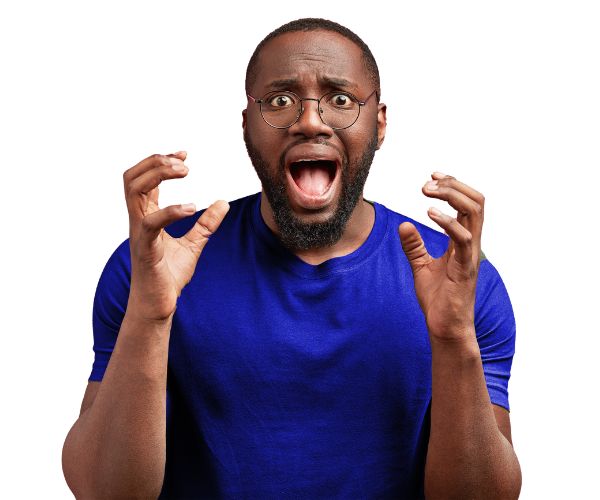 man panicking