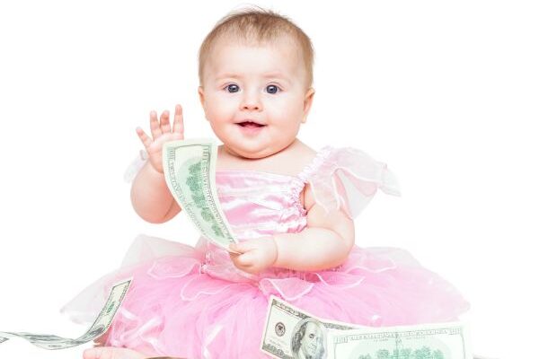 baby with money