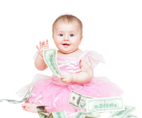 baby with money